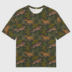 Футболка оверсайз мужская Зайцы в еловых веточках, цвет: 3D-принт