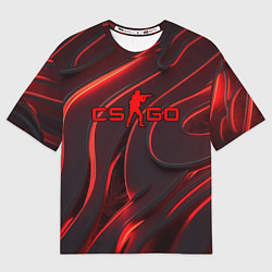 Футболка оверсайз мужская CSGO red abstract, цвет: 3D-принт