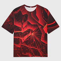 Мужская футболка оверсайз Объемные красные разломы