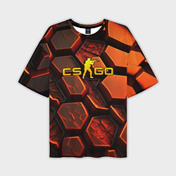 Футболка оверсайз мужская CS GO orange logo, цвет: 3D-принт