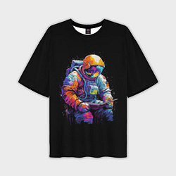Мужская футболка оверсайз Читающий космонавт