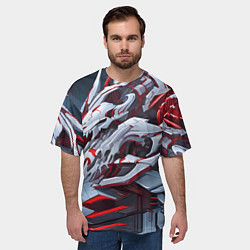 Футболка оверсайз мужская Череп киберпанк, цвет: 3D-принт — фото 2
