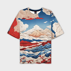 Мужская футболка оверсайз Японский ретро пейзаж