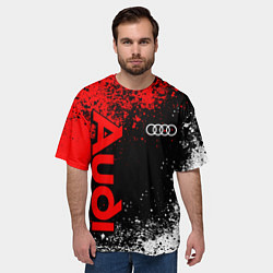 Футболка оверсайз мужская Ауди - красный и белый, цвет: 3D-принт — фото 2