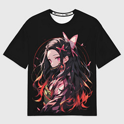 Футболка оверсайз мужская Незуко комадо из клинка, цвет: 3D-принт