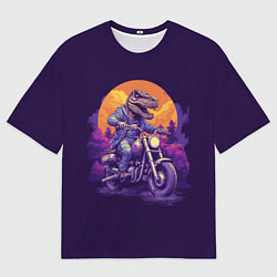 Футболка оверсайз мужская Динозавр на мотоцикле, цвет: 3D-принт