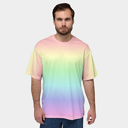 Футболка оверсайз мужская Нежная радуга, цвет: 3D-принт — фото 2