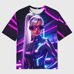 Футболка оверсайз мужская Девушка в ночном неоновом клубе, цвет: 3D-принт