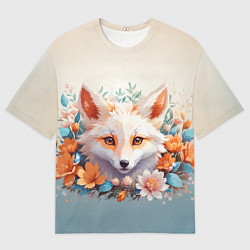 Футболка оверсайз мужская Цветочная лиса, цвет: 3D-принт
