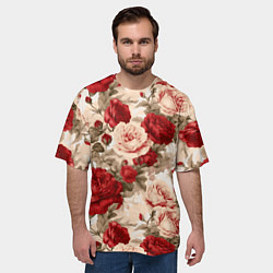 Футболка оверсайз мужская Розы паттерн, цвет: 3D-принт — фото 2