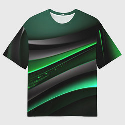 Мужская футболка оверсайз Black green line