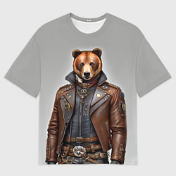 Футболка оверсайз мужская Cool bear - steampunk - neural network, цвет: 3D-принт