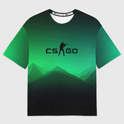 Футболка оверсайз мужская CS GO green black background, цвет: 3D-принт