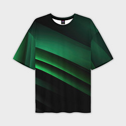 Футболка оверсайз мужская Черно зеленые полосы, цвет: 3D-принт