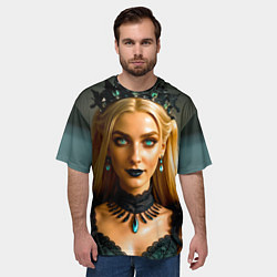 Футболка оверсайз мужская Девушка гот с изумрудными глазами, цвет: 3D-принт — фото 2