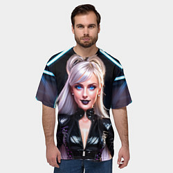 Футболка оверсайз мужская Девушка гот с неоновыми трубками, цвет: 3D-принт — фото 2