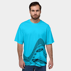 Футболка оверсайз мужская Волны абстракция небесный, цвет: 3D-принт — фото 2