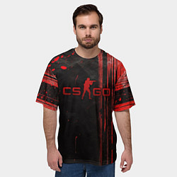 Футболка оверсайз мужская CS GO black red brushes, цвет: 3D-принт — фото 2