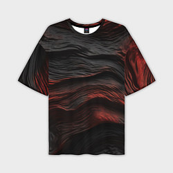 Мужская футболка оверсайз Black red texture