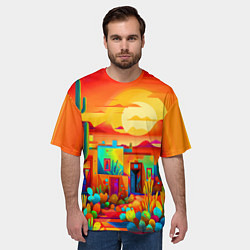 Футболка оверсайз мужская Мексиканский янтарный закат в пустыне, цвет: 3D-принт — фото 2
