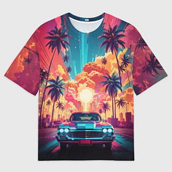 Мужская футболка оверсайз Путешествие на ретро машине
