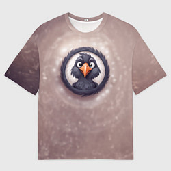 Мужская футболка оверсайз Забавный черный ворон