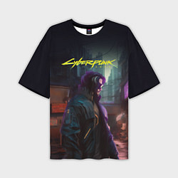 Мужская футболка оверсайз Cyberpunk 2077 - Keanu Reeves
