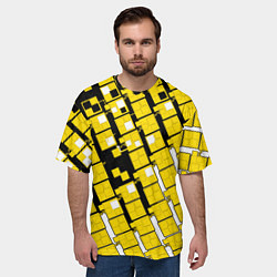 Футболка оверсайз мужская Киберпанк квадраты жёлтые, цвет: 3D-принт — фото 2