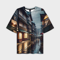 Мужская футболка оверсайз Токио в дожде