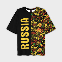 Футболка оверсайз мужская Russia хохлома, цвет: 3D-принт