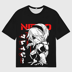 Футболка оверсайз мужская Nier automata - черный и красный, цвет: 3D-принт