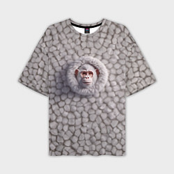 Мужская футболка оверсайз Забавная белая обезьяна