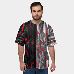 Футболка оверсайз мужская Киберпанк стена, цвет: 3D-принт — фото 2
