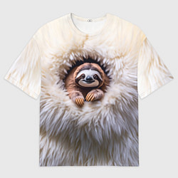 Мужская футболка оверсайз Ленивец в меху