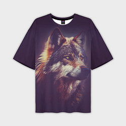 Мужская футболка оверсайз Задумчивый волк