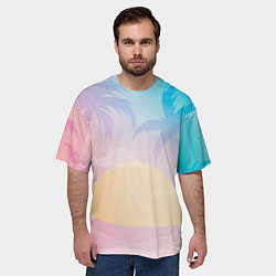 Футболка оверсайз мужская Градиентовый летний пейзаж, цвет: 3D-принт — фото 2