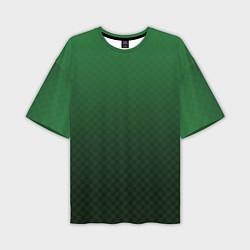 Мужская футболка оверсайз Зелёная клетка с градиентом