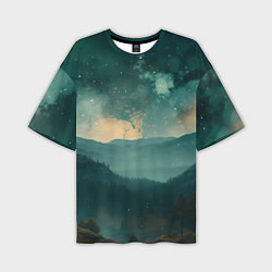 Мужская футболка оверсайз Космическая ночь в горах