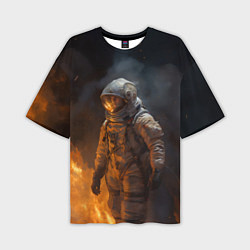 Мужская футболка оверсайз Огонь в космосе