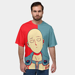 Футболка оверсайз мужская Saitama hero face, цвет: 3D-принт — фото 2