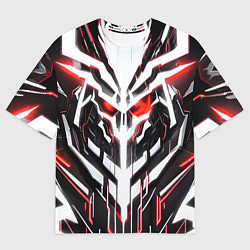 Футболка оверсайз мужская Киберпанк скелет красный, цвет: 3D-принт