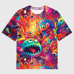 Футболка оверсайз мужская Кислотные чудики, цвет: 3D-принт