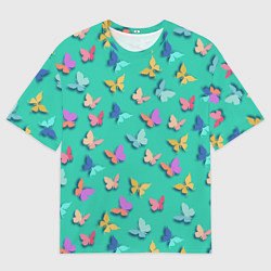 Мужская футболка оверсайз Разноцветные бабочки