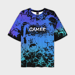 Мужская футболка оверсайз Gamer геймер абстрактный фон