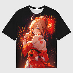 Мужская футболка оверсайз Ёимия - фейервеки