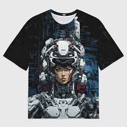 Мужская футболка оверсайз Девушка в силовой броне