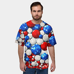 Футболка оверсайз мужская Шарики в цветах флага РФ, цвет: 3D-принт — фото 2