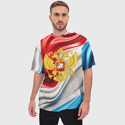 Футболка оверсайз мужская Герб России на фоне флага, цвет: 3D-принт — фото 2