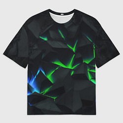 Футболка оверсайз мужская Зеленые и синие плиты, цвет: 3D-принт