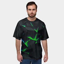Футболка оверсайз мужская Зеленые и синие плиты, цвет: 3D-принт — фото 2